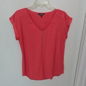 Express Women's Pink V-Neck Blouse